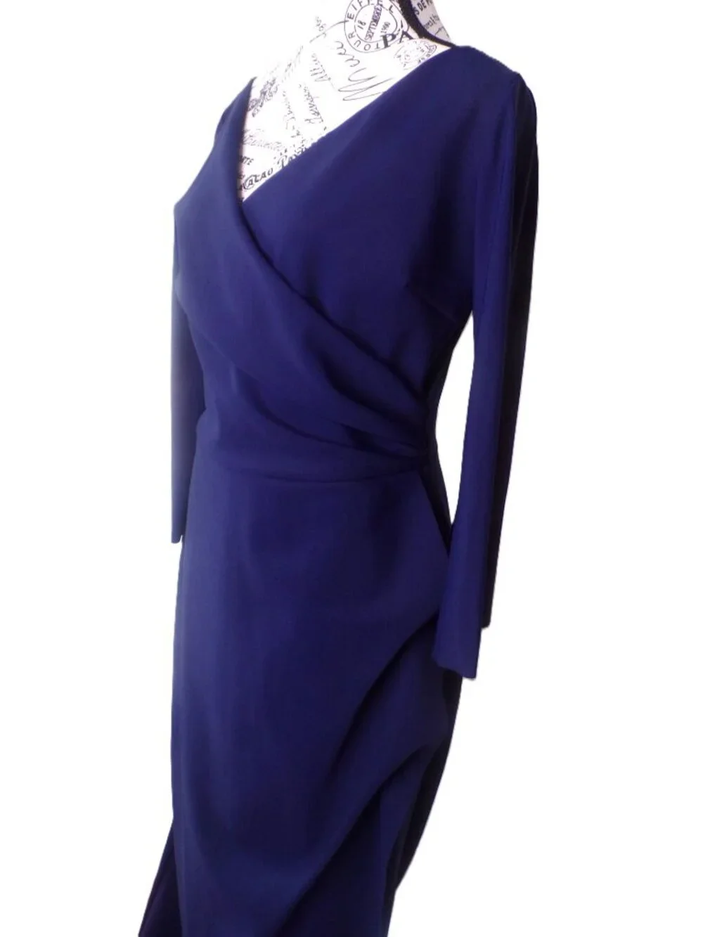 🆕CHIARA BONI Zalfa Ruched Faux Wrap Gown Dress 6 Navy Blue - Picture 8 of 13